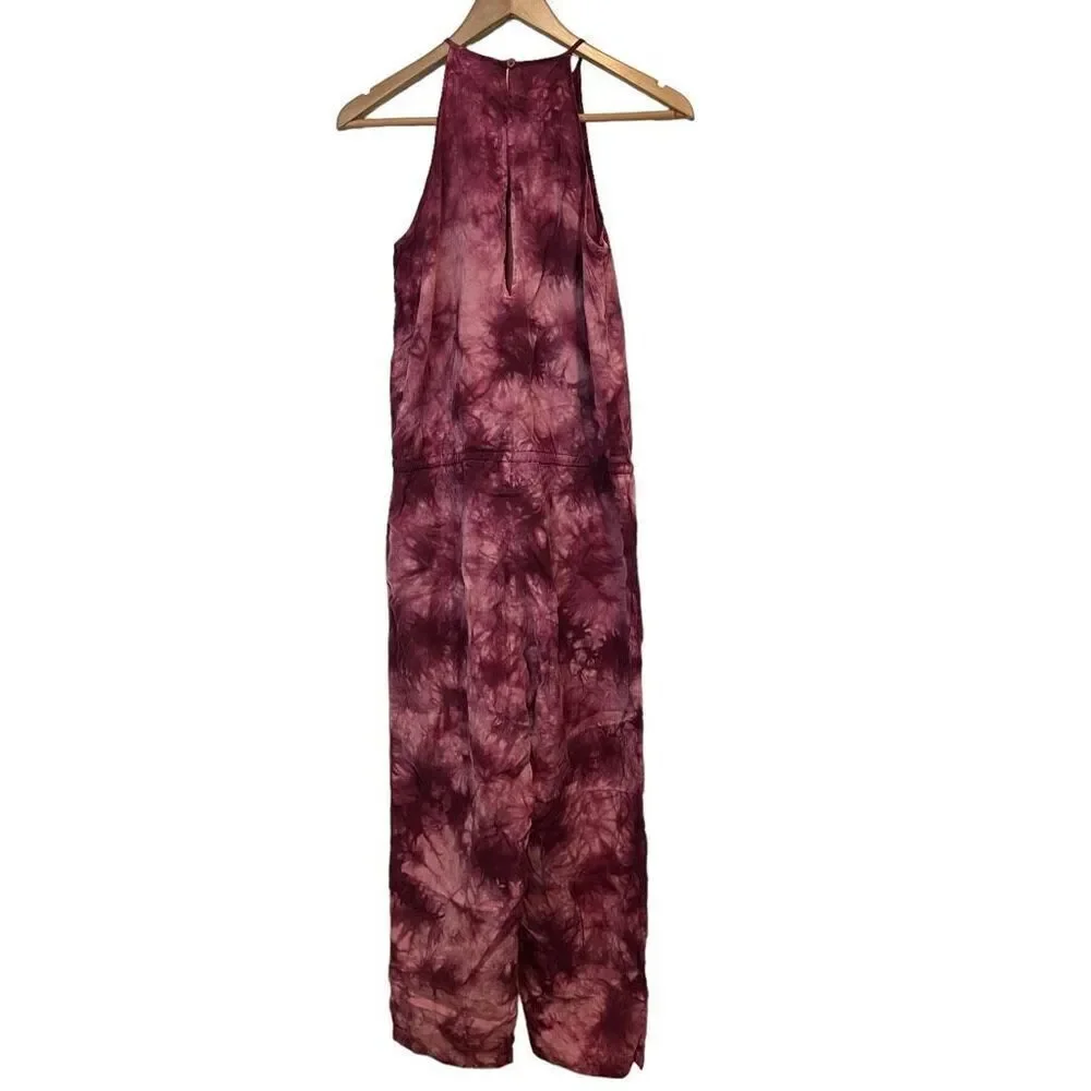 Cloth & Stone Tie Die Halter Top Jumpsuit Pantsuit Romper Burgundy Size S